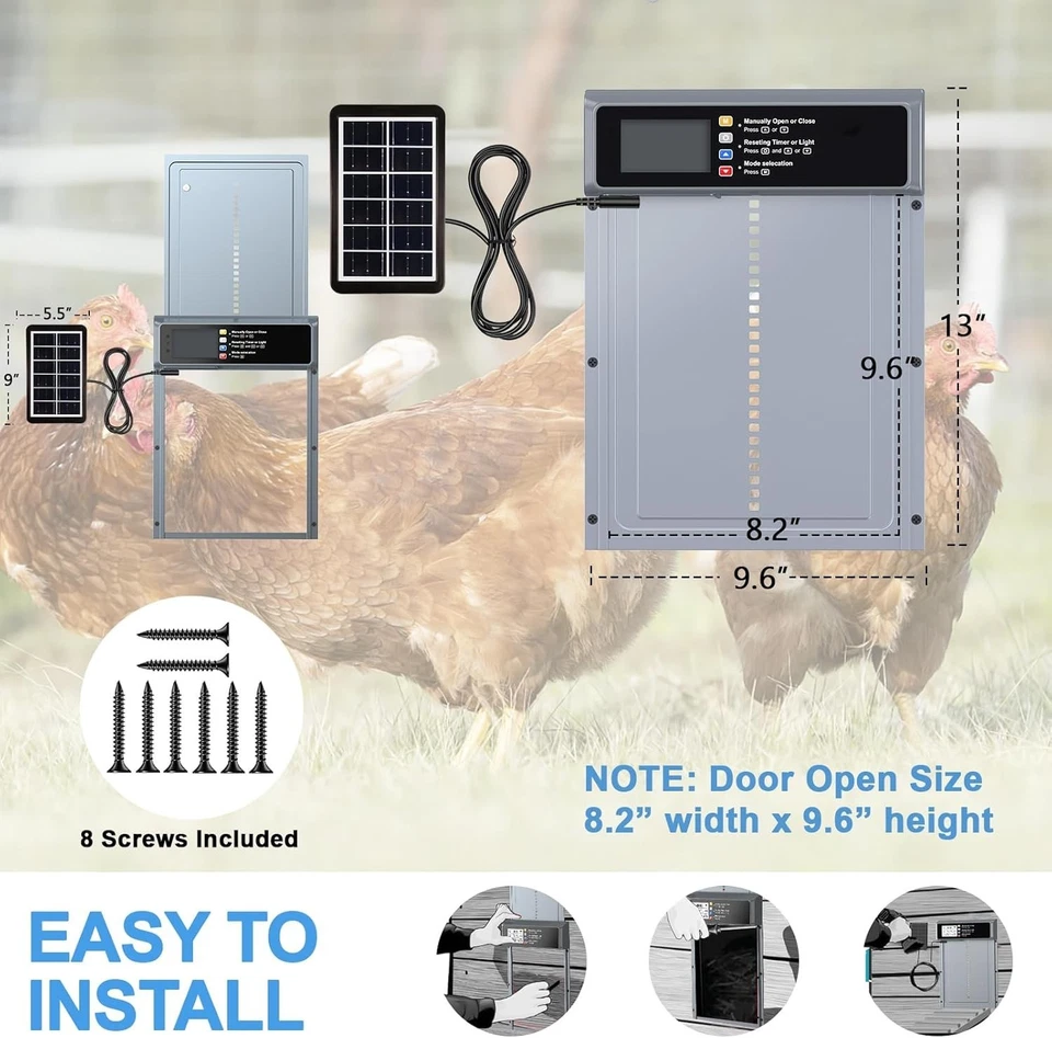 Automatic Chicken Coop Door Solar Powered, LCD Dis - Image 4 of 4