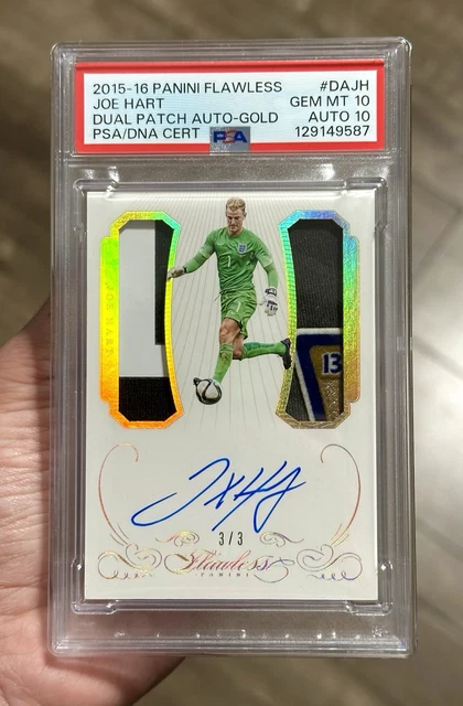 2015-16 Flawless Soccer Dual Patch Auto Joe Hart Logo Gold /3 PSA 10/10 POP 1