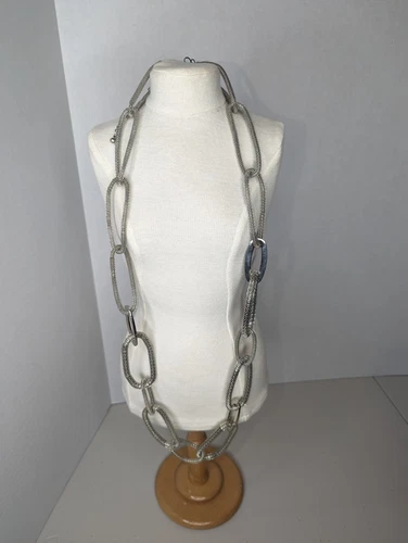 VETEMENTS Collana Vintage Chico's Maglia Link Tono Argento Lunga 34" Statement