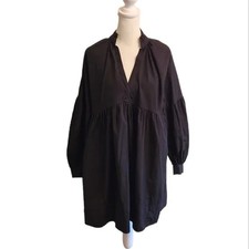 Urban Outfitters Black Poet Sleeve Cotton Oversized Mini Dress XS