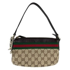Borsa a mano Gucci originale marrone GG tela/pelle/tono oro - z9068