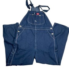 Dickies Bib Overalls Mens 38x34 Blue Denim Carpenter Workwear Dungarees Durable