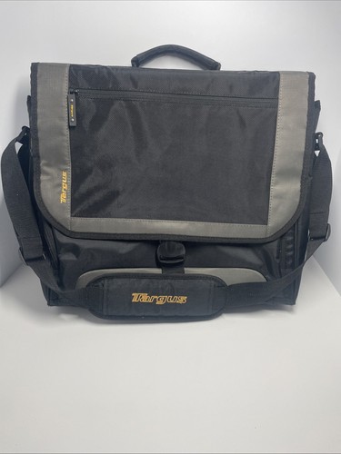 Targus Large Laptop Messenger Bag with Shoulder Strap 17 inch Black Grey Yellow
