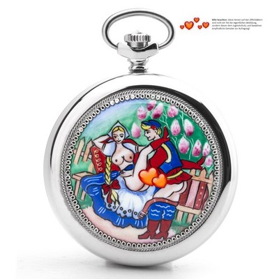 Taschenuhr 3602 russische mechanische EROTIK Uhr Liebespaar Bauer