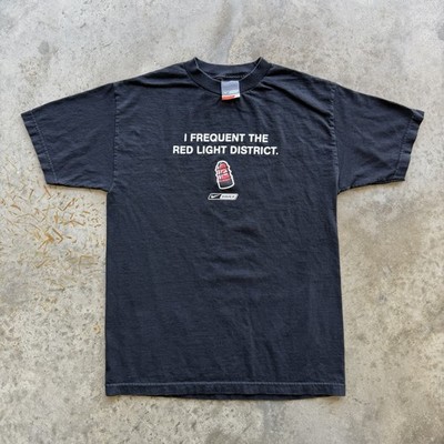 VTG Y2K Nike X Bauer  I Frequent The Red Light District  Funny Saying T-Shirt M