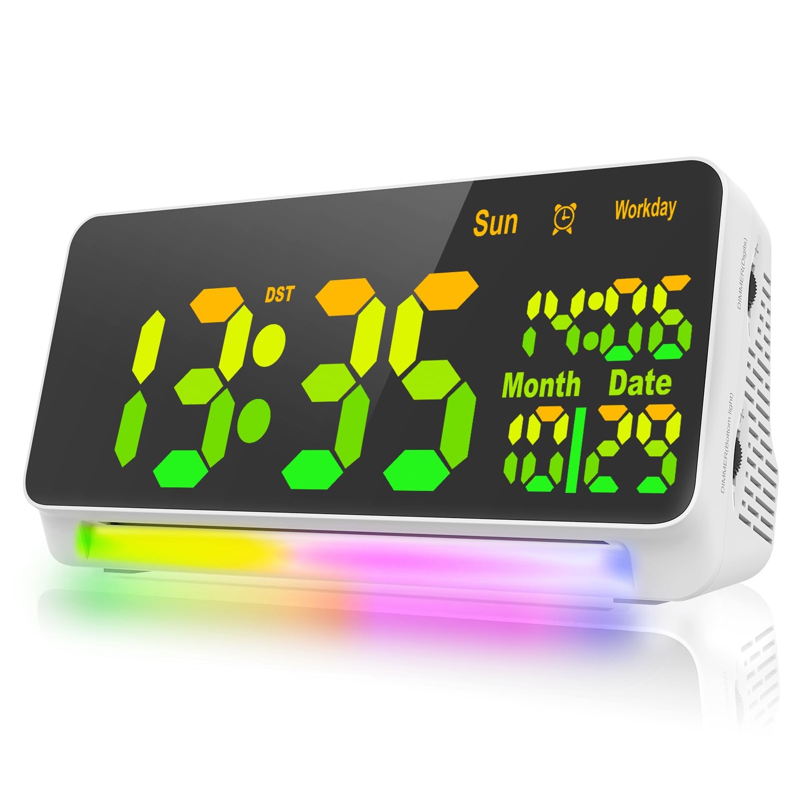 [120db Super Loud] Alarm Clocks for Bedrooms, 15 Wake Up Sounds, 7 Color Nigh...