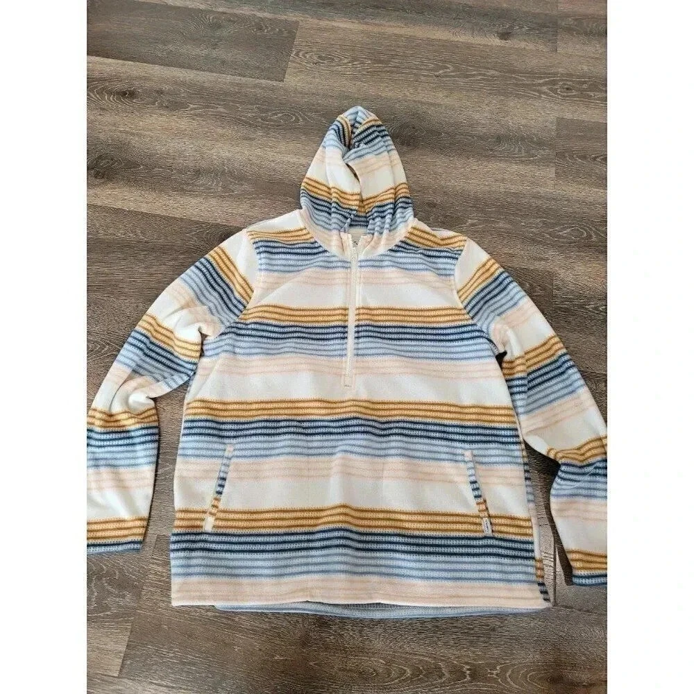 O'Neill Womens XL Fleece Hoodie Quarter Zip Striped Pullover Blue Yellow #6
Opens in a new window or