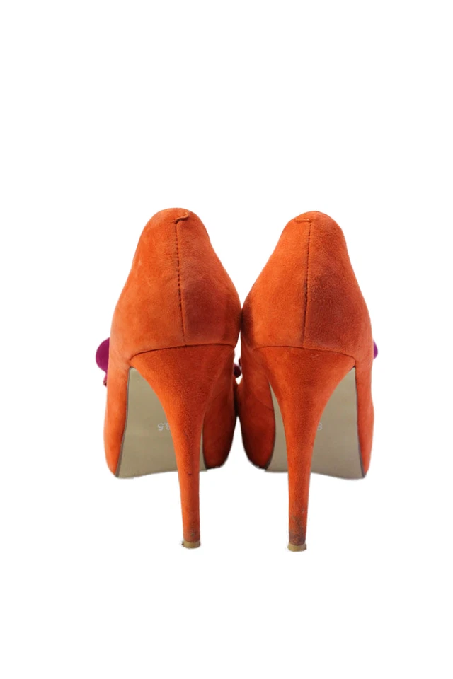 Zapatos de salón Jeffrey Campbell para mujer rojos de gamuza con detalle de lazo con plataforma talla 8,5 Foto 3 de 4