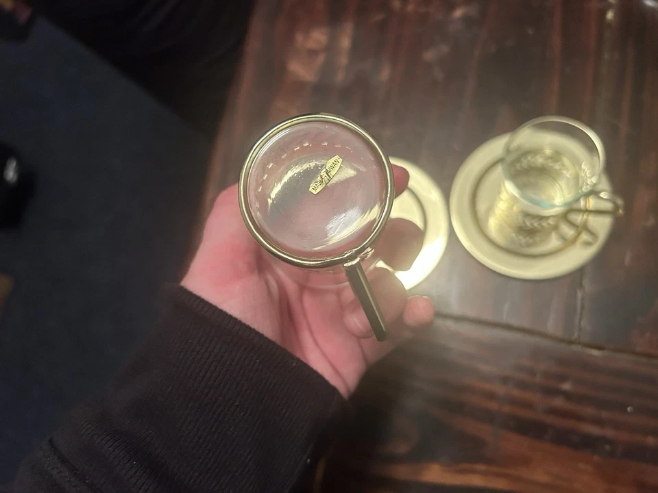 Juego de 2 tazas de café espresso Demitasse de vidrio y plástico excelente estado Foto 3 de 4