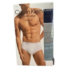 Calvin Klein Mens Size XL 3 Pack Classic Fit Brief New Black Gray Blue
