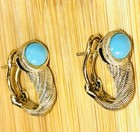 Judith Ripka Sterling Silver 925 Huggie Hoop Earrings Turquoise Vermeil