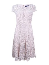 Tommy Hilfiger Women's Lace Fit & Flare Dress (10, Blush/Silver)