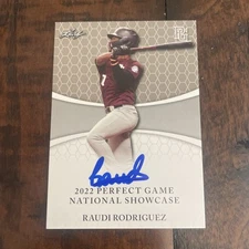 RAUDI RODRIGUEZ 2022 LEAF PERFECT GAME "National Showcase" RC 267 AUTO SIGNED IP
