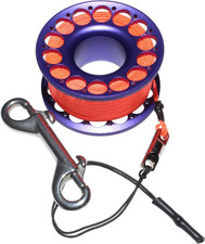 98FT SCUBA DIVING REEL Aluminum Spool with Dual-Ended Snap, Vibrant Orange Ant