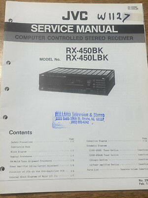 JVC RX-450BK RX-450LBK Computer Receiver Original Service Repair Manual