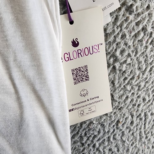 Gloria Vanderbilt Alanis Boat Neck Elbow-Sleeve T-Shirt Women's L Vintage White - Picture 7 of 15