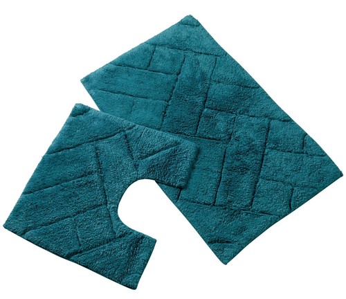 2 Piece Bali Bath Mat Set 100% Cotton Easy Care Plush Bath Rug Toilet Mats - Picture 37 of 63