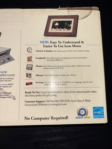 7 Inch Digital Photo Frame by GiiNii Wood Frame GP-7AWP-1 New in Box - Picture 5 of 7