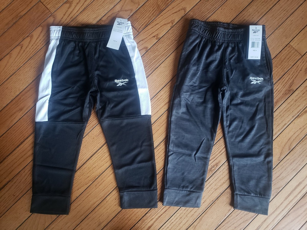 NWT Boys Reebok 2-pc. Jogger Cuffed Sweatpants Black Gray Size 4