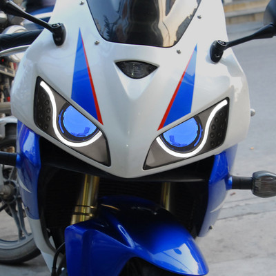 KT LED Fiber Demon Eye Headlight Assembly for Honda CBR600RR 2003