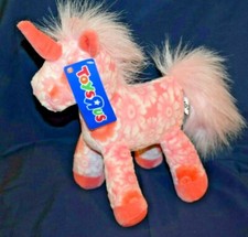 NOS NWT Toys R Us 2012 Pink Floral Plush Stuffed Unicorn 10" Long, 12" Tall