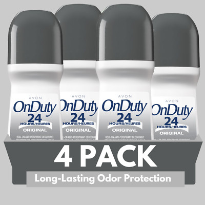 Avon On Duty Original 24H Roll-On Antiperspirant Deodorant, 2.6 fl oz (4-Pack)