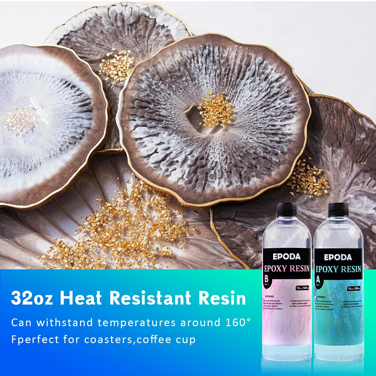 Epoxy Resin 32oz Crystal Clear Art Casting Resin and Hardener Hard Perfect fo...