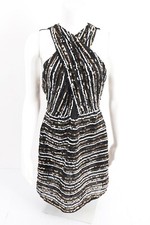 Zara Womens Wrap Sequin Dress Mini Medium Black Gold Party Cocktail 7788/301 NWT