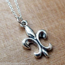 Fleur De Lis Necklace - 925 Sterling Silver Fleur De Lys Charm Jewelry 