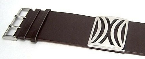 Leather Bracelet Brown Wide 316L Surgical Steel Hypoallergenic - Afbeelding 2 van 3