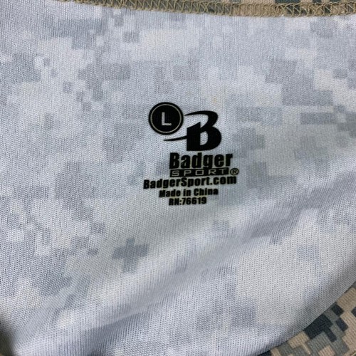 Badger Sport Shirt Mens Large Green Camo Pirates #8 Digital Placket Sample NWT - Picture 3 of 14