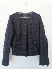Maison Scotch Womens Ladies Blue Black Jacket Size 3 (m)