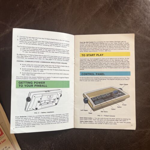 Atari Video Pinball 1977 manual del propietario folleto C380 sistema de videojuegos vintage - Imagen 3 de 3