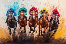 Horse Racing Canvas Picture Print Wall Art
