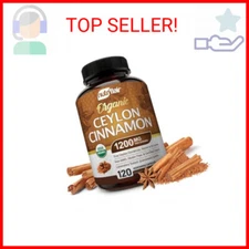 NutriFlair Organic Ceylon Cinnamon Supplement 1200mg, 120 Capsules - USDA Certif