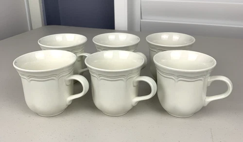 Mikasa French Countryside F9000 White Coffee Mugs Cups Set Of 6