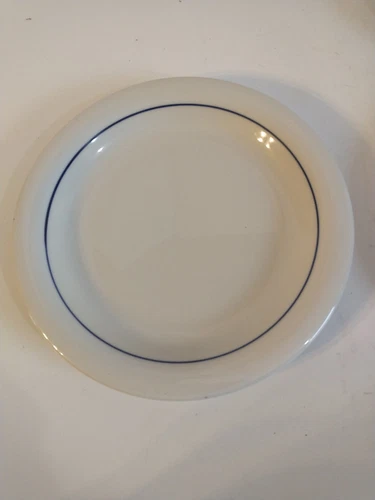 Vintage Set Of 4 Gibson Everyday White W/ Blue Ring Salad / Dessert Plates