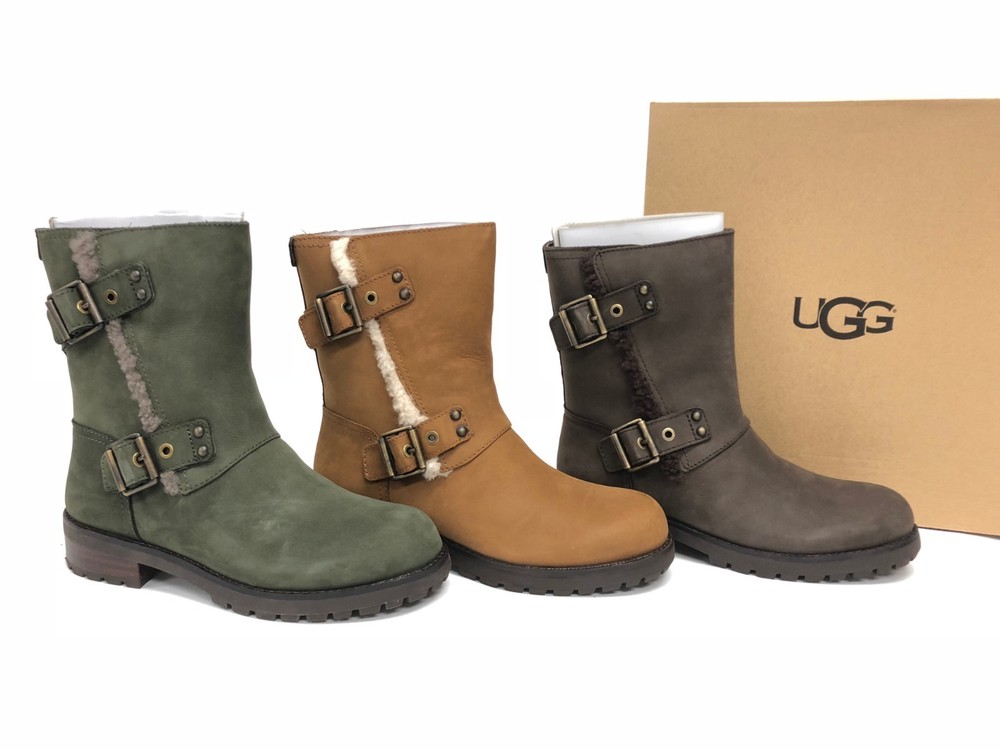 UGG Australia NIELS WATER RESISTANT Moto Zipper Stout Chestnut Slate 1018607