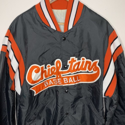 Vintage Chieftains baseball jacket mens large black orange 90s quiltlined - Picture 2 of 9