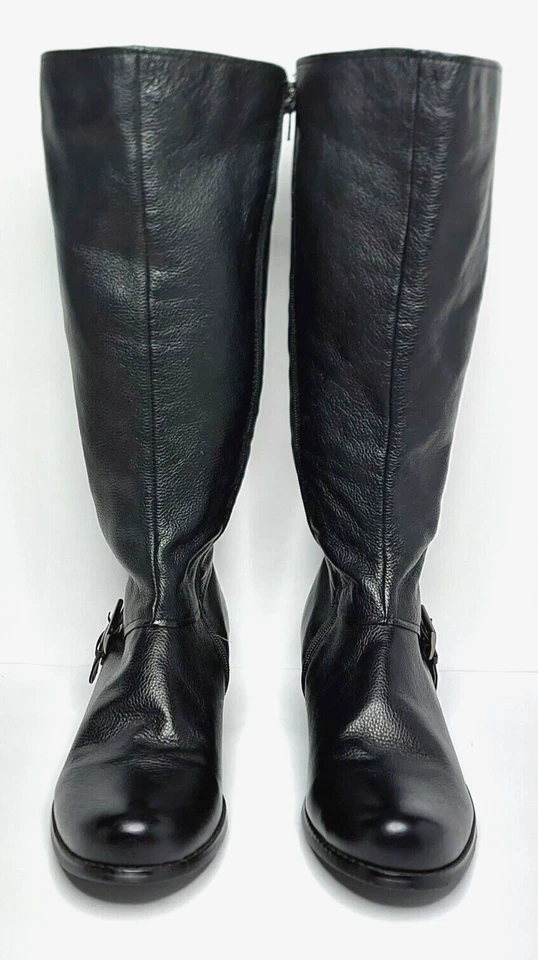 TALLA 9.5 - Botas Fitzwell Mujer Hasta la Rodilla Cuero Negro Montar Motocicleta RARAS Foto 3 de 4