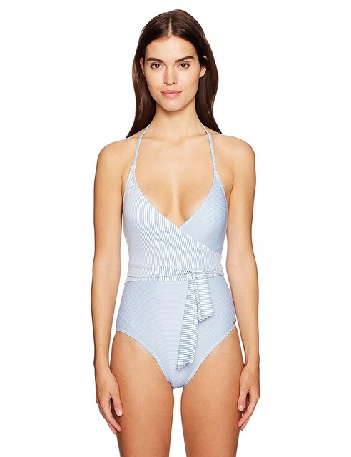 Vince Camuto Women S Swimwear White Blue Size 6 Striped One Piece 275 For Sale Online Ebay
