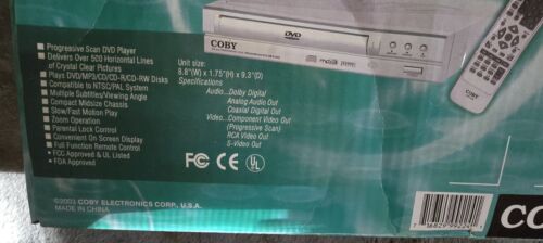 Sealed! 2003 COBY COMPACT PROGRESSIVE SCAN DVD PLAYER DVD-224 JT-3 - Picture 2 of 2