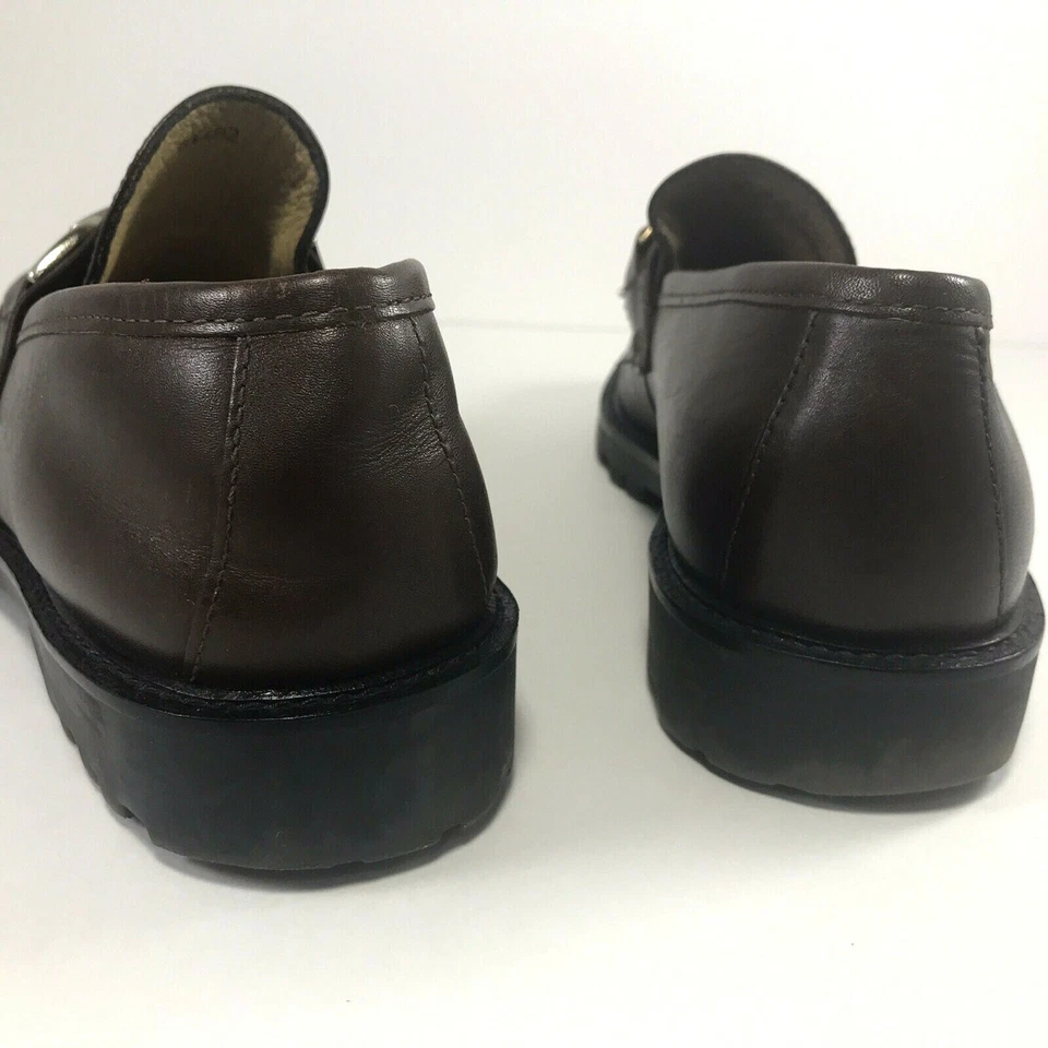 Mocasines Kenneth Cole Reaction de cuero marrón con hebilla plateada para hombre talla 8,5 D Foto 4 de 4