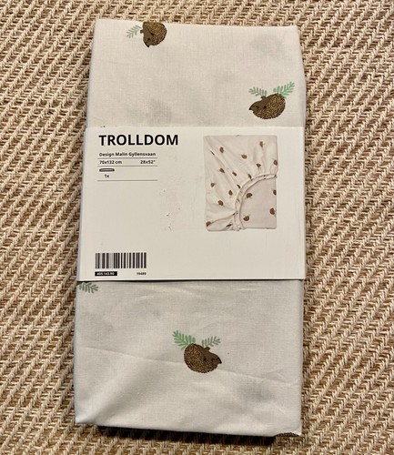 IKEA TROLLDOM Crib Fitted Sheet 28"x52" Hedgehog Pattern NEW - 第 1/2 張圖片
