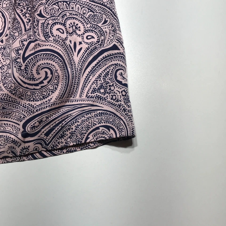 Saia plissada Liz Claiborne tamanho 16 rosa e preta paisley seda mistura de algodão bolsos - Imagem 3 de 4