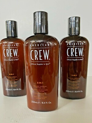 American Crew 3-IN-1 Shampoo Conditioner & Body Wash 8.4 Oz  3 pack