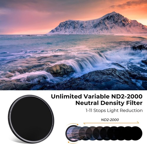K&F Concept Variable ND2-2000 Neutral Density ND Filter49/55/58/62/67/72/77/82mm - Picture 11 of 81