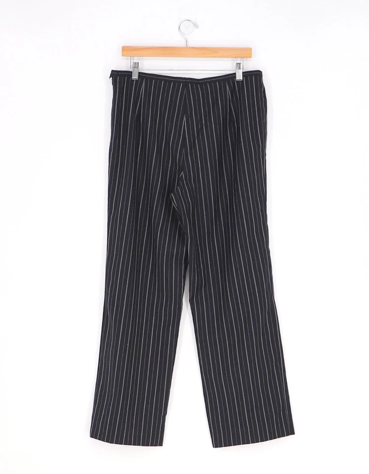 Pantalones a rayas ESCADA 100 % lana blanco y negro pierna recta talla 44 (US L) Foto 2 de 4