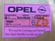 Ticket Eintrittskarte BAYERN MÜNCHEN - 1. FC NÜRNBERG 1993/94 Bundesliga FCB FCN