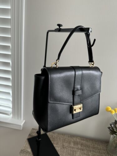 NWT Michael Kors Mauve Medium TH Messenger Satchel Color- Black - Picture 2 of 8